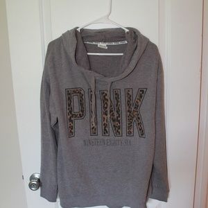 PINK Grey Oversized Sweatshirt
